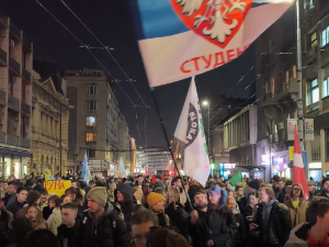 Протест студената у блокади  "У знању је моћ" испред Ректората у Београду