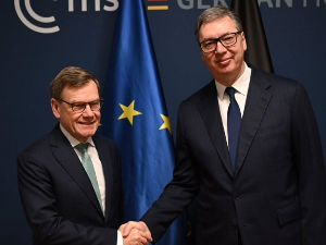 Други дан Минхенске конференције - председник Вучић са министром спољних послова Немачке Вадефулом