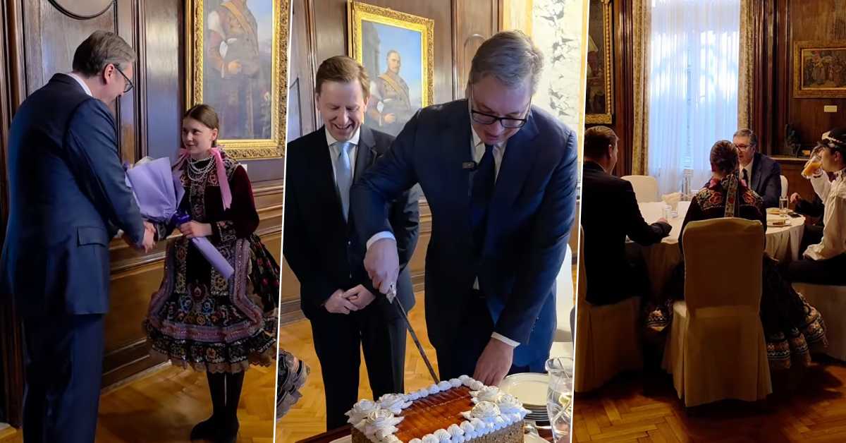 Председник Вучић слави 56. рођендан, међу поклонима – добош торта