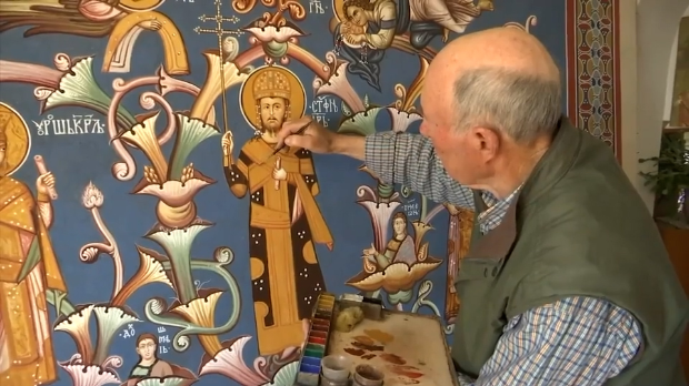 Ископирана фреска Лоза Немањића – Часлав Цолић ју је радио и у мислима и на јави