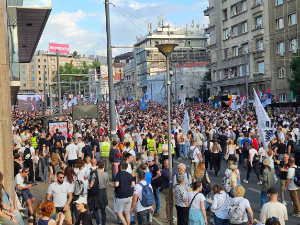 Скуп на позив студената у блокади на Тргу Славија