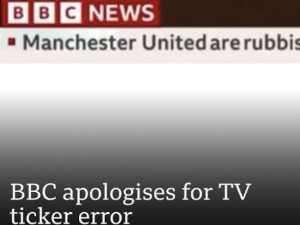 Би-Би-Си се извинио, на екрану је писало  „Манчестер јунајтед је смеће“