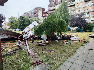 Једна особа настрадала у подјастребачком крају; у Београду, Крагујевцу и Новом Пазару ветар обарао дрвеће, летели делови кровова 