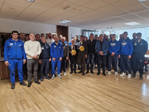 Приређен пријем за српске ватерполисте у Крању