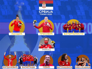 Дочек српских олимпијаца испред Скупшине града Београда, пренос